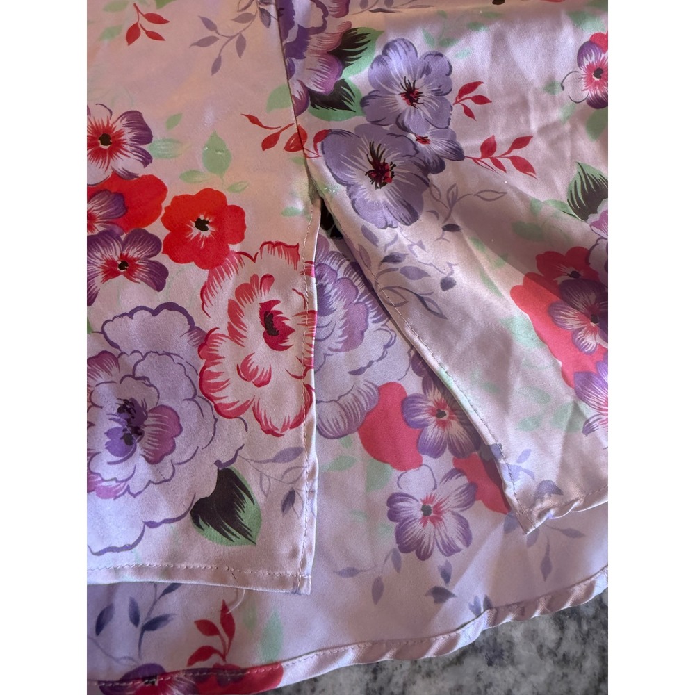 Victorias Secret Purple Floral Satin Lace Trim Slip Dress Chemise Medium - Picture 9 of 9